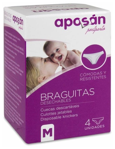 Aposán Braguitas Desechables Talla M, 4 Uds