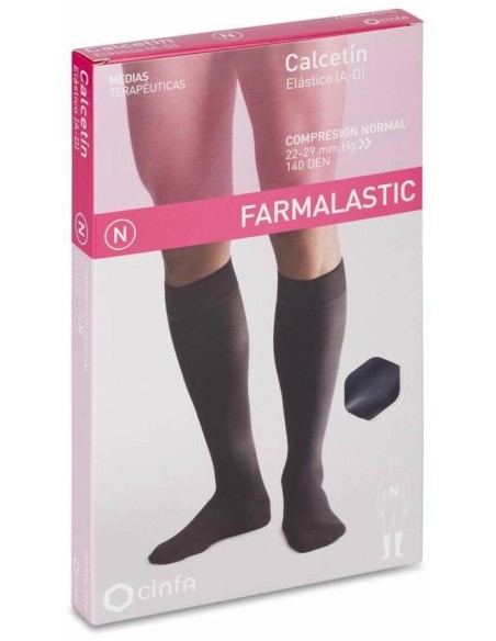 Calcetín Farmalastic Compresión Normal Talla Mediana Color Azul, 1 Par