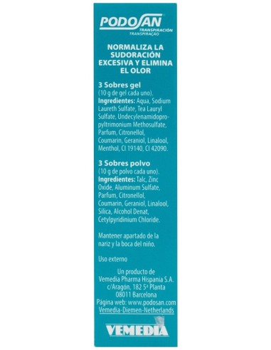 Podosan Gd Sobres Gel De Baño + Sobres Polvo, 6 Sobres