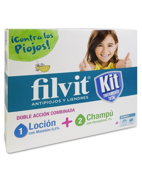 Filvit Kit Antipiojos Loción + Champú + Lendrera, 1 Ud