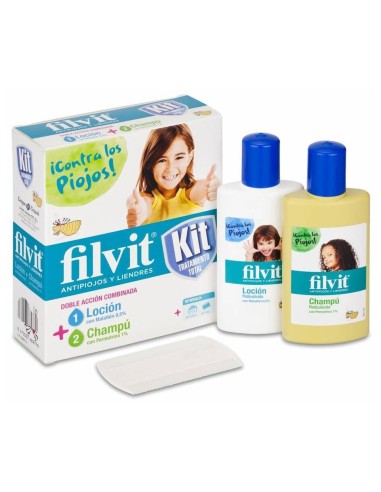 Filvit Kit Antipiojos Loción + Champú + Lendrera, 1 Ud
