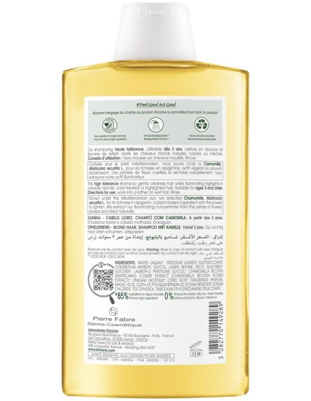 Klorane Champú Reflejos Dorados Al Extracto De Camomila, 200 Ml