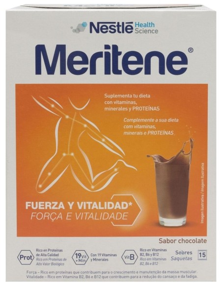 Meritene Fuerza Y Vitalidad Batido Sabor Chocolate, 15 Sobres