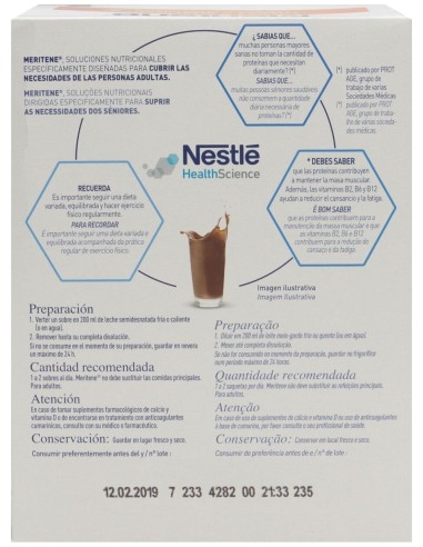 Meritene Fuerza Y Vitalidad Batido Sabor Chocolate, 15 Sobres