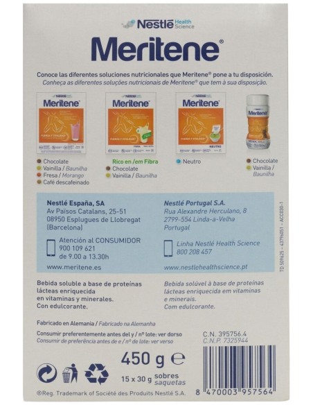 Meritene Fuerza Y Vitalidad Batido Sabor Chocolate, 15 Sobres