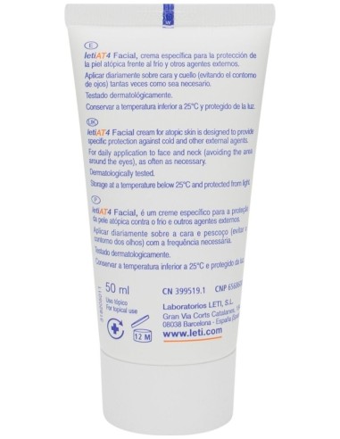 Leti At4 Facial Piel Atópica Y Seca, 50 Ml