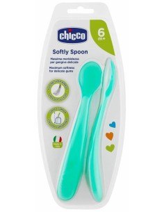Chicco Cuchara Infantil Silicona Easy Training Azul +6M 2U