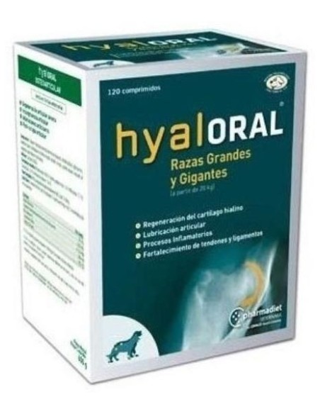 Pharmadiet Hyaloral Razas Grandes Y Gigantes + 20 Kg, 120 Comprimidos