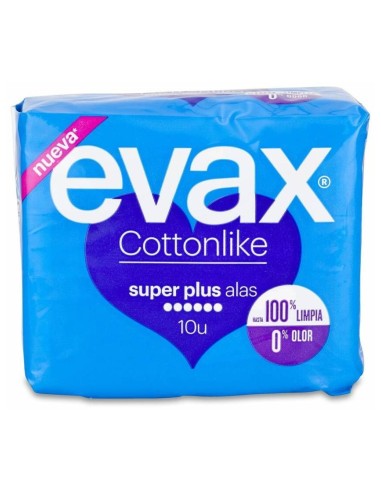 Evax Cottonlike Super Plus Con Alas, 10 Uds