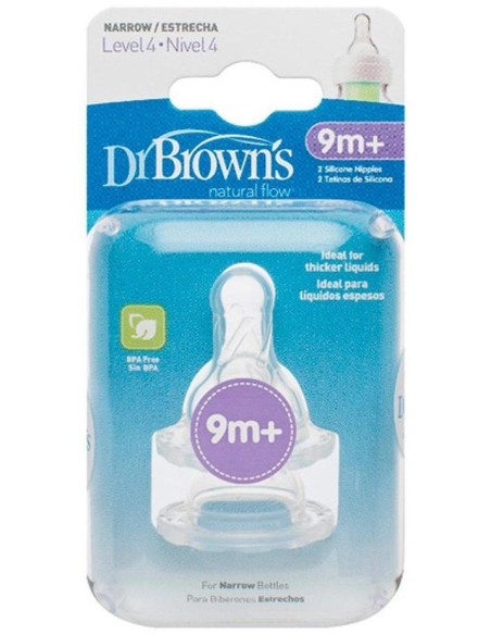Dr. Brown'S Natural Flow Tetina Estándar Silicona Nivel 4, 2 Ud