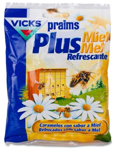 Vicks Praims Plus Caramelos Miel Refrescante, 72 G