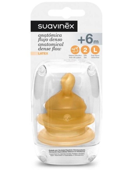 Suavinex Tetina Anatómica De Látex Boca Ancha Talla 2 L, 2 Uds