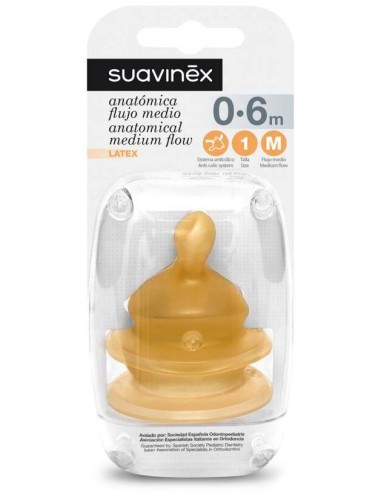 Suavinex Tetina Anatómica De Látex Talla 1 M, 2 Uds