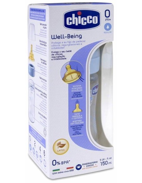 Chicco Biberón Azul Polipropileno +0M, 150 Ml