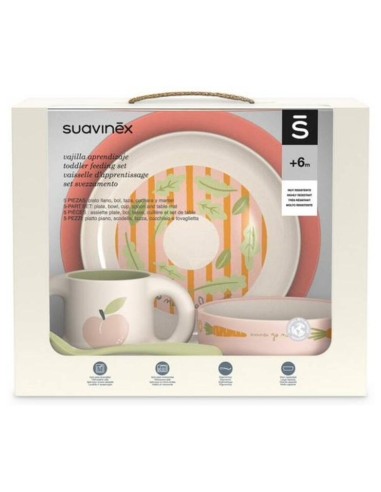 Suavinex Vajilla De Aprendizaje Rosa +6 Meses, 5 Uds