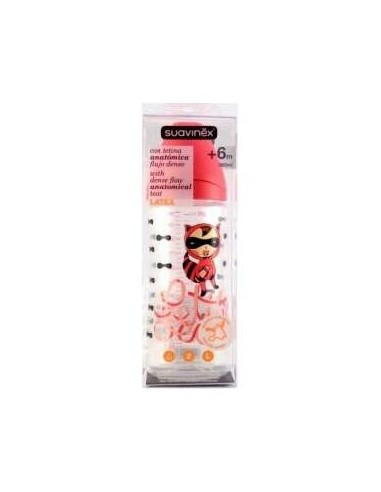 Suavinex Biberón Boca Ancha Tetina Anatómica T-L Flujo 2 +6 Meses, 360 Ml