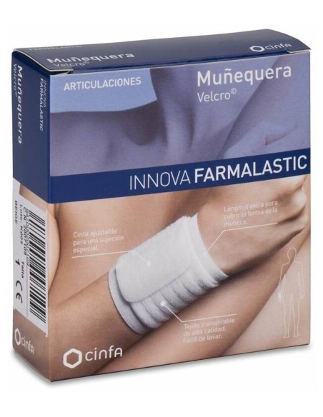 Farmalastic Innova Muñequera Velcro Beige Talla Pequeña/Mediana, 1 Ud