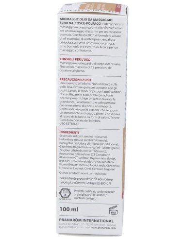 Pranarom Aceite De Masaje Aromalgic Espalda-Muslos-Gemelos, 100 Ml