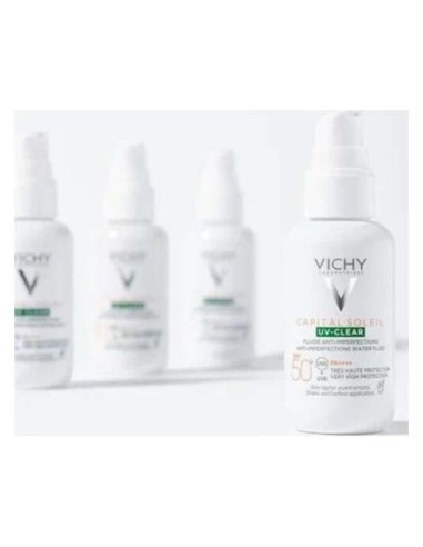 Vichy Capital Soleil Uv Clear Fluido Fotoprotector Diario Anti-Imperfecciones Spf50+, 40 Ml
