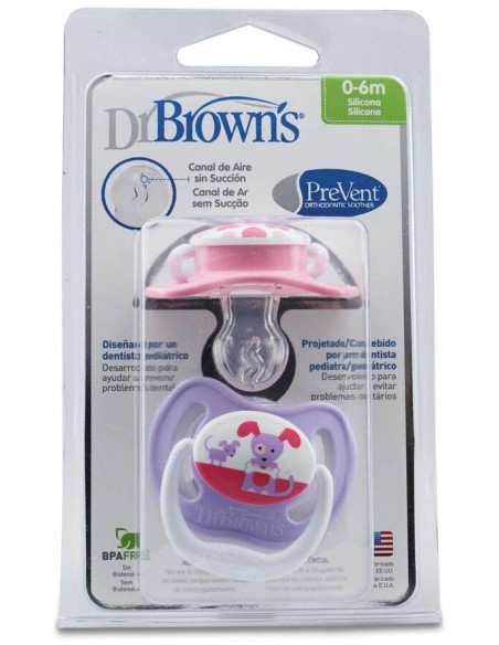 Dr. Brown'S Chupete Prevent Silicona T1 0-6 Meses, 2 Unidades