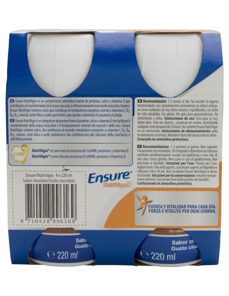 Ensure Nutrivigor Sabor Chocolate 4X220Ml
