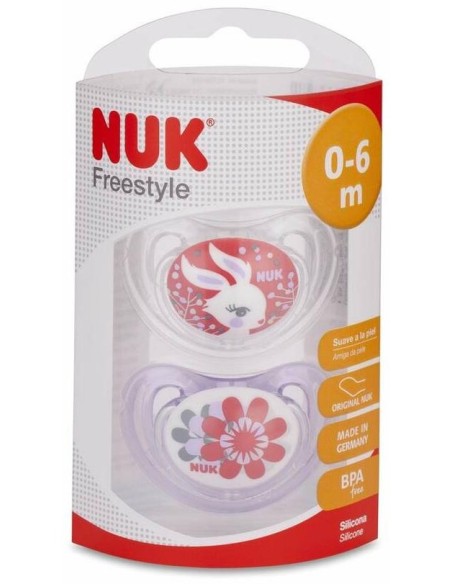Nuk Chupete Freestyle Silicona 0-6 Meses, 2 Unidades