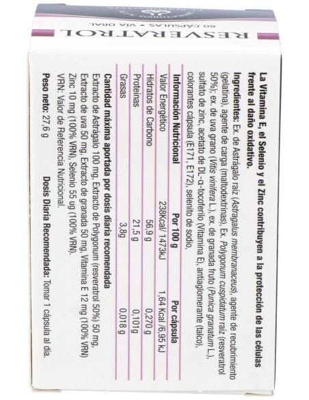 El Naturalista Resveratrol, 60 Cápsulas