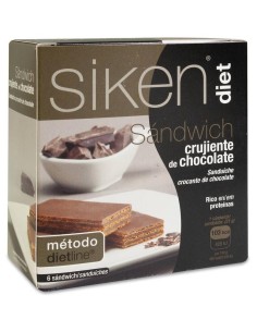 Siken Diet Sandwich Crujiente Chocolate, 6 Uds