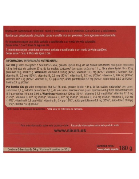 Siken Diet Barritas Crema Chocolate, 5 Uds