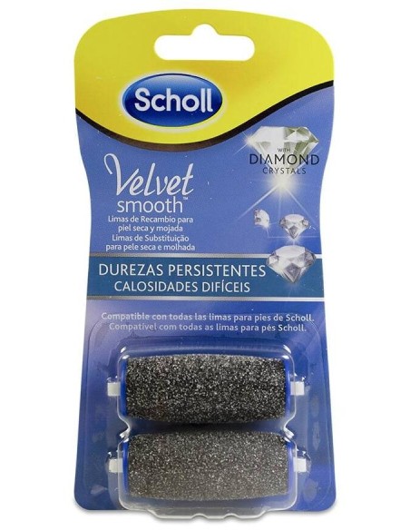 Scholl Velvet Smooth Recambio Durezas Persistentes Diamond Crystals, 2 Uds