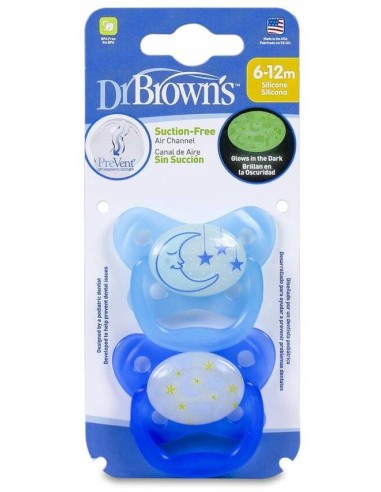 Dr. Brown'S Prevent Chupete Nocturno 6-12 Meses, 2 Unidades