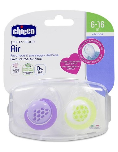 Chicco Chupete Silicona Physioforma Aire 6-12 M Rosa, 2 Unidades