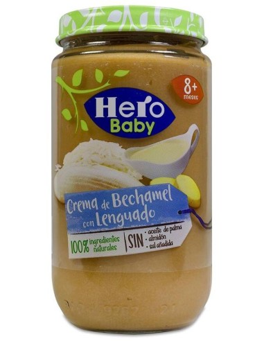 Hero Baby Tarrito De Crema De Bechamel Con Lenguado, 12 Uds