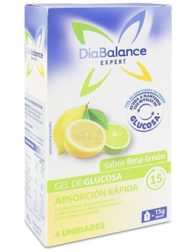 Diabalance Expert Gel De Glucosa Sabor Lima-Limón, 4 Unidades