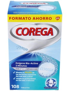 Corega Oxígeno Bio-Activo Limpieza Prótesis Dental 108 Tabletas