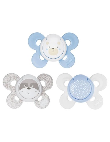 Chicco Physio Comfort Chupete De Silicona De 0-6 Meses Tonos Azules, 2 Unidades