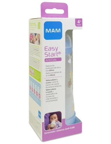 Mam Easy Start Biberón Anticólicos Azul +4 Meses, 320 Ml