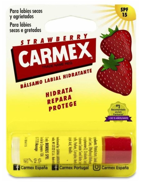 Carmex Strawberry Bálsamo Labial Hidratante Spf 15, 4,25 G