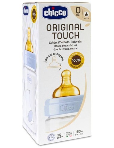 Chicco Biberón Original Touch Látex 0M+ Azul, 1 Unidad