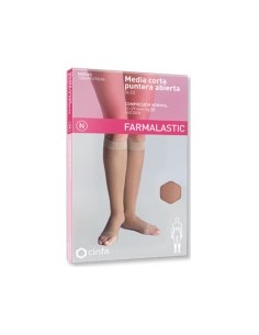 Farmalastic Media Corta Compresión Normal Puntera Abierta Negro Talla Pequeña, 1 Unidad