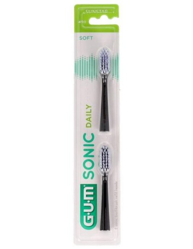 Sunstar Cepillo Gum Sonic Negro Recambio, 2 Unidades