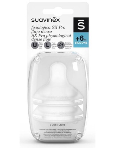 Suavinex Tetina Silicona Fisiológica Flujo L, 2 Uds