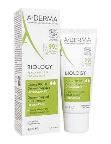 A-Derma Biology Crema Rica Dermatológica Hidratante, 40 Ml