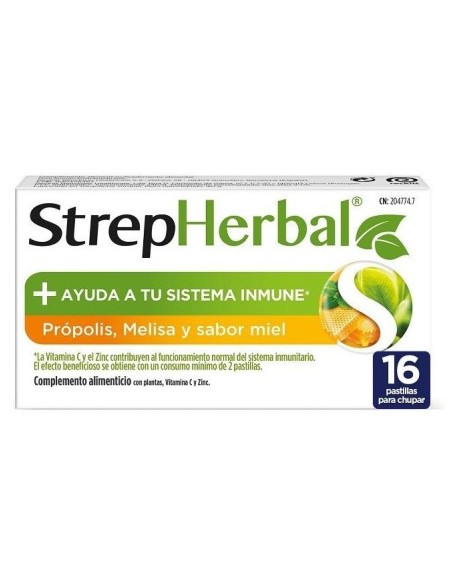 Strepherbal Própolis Y Melisa Sabor Miel, 16 Pastillas