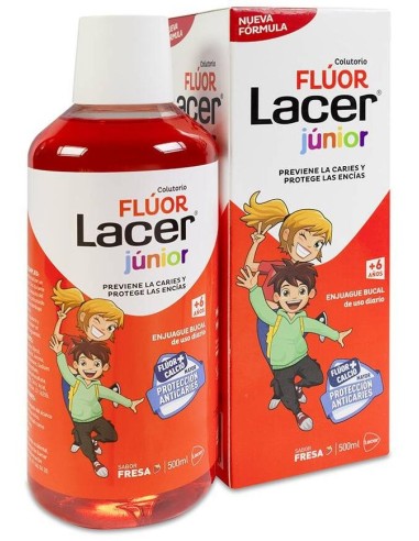Lacer Colutorio Flúor Diario 0,05 %, Fresa, 500 Ml