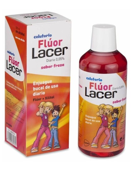 Lacer Colutorio Flúor Diario 0,05 %, Fresa, 500 Ml