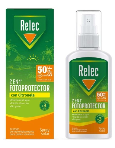 Relec 2En1 Fotoprotector Spf50 Y Repelente Con Citronela 100Ml
