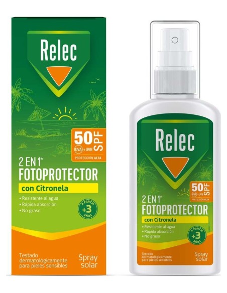 Relec 2En1 Fotoprotector Spf50 Y Repelente Con Citronela 100Ml