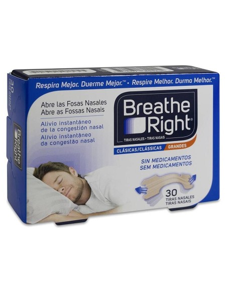 Breathe Right Tira Adhesiva Nasal Color Talla Grande, 30 Uds