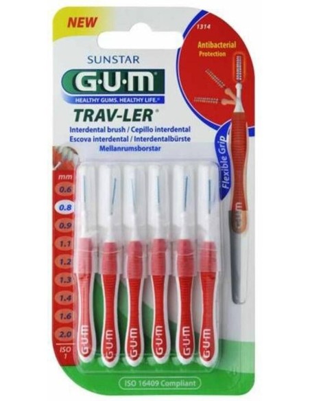 Cepillo Interdental Trav-Ler 1314 0,8Mm 6Un Rojo